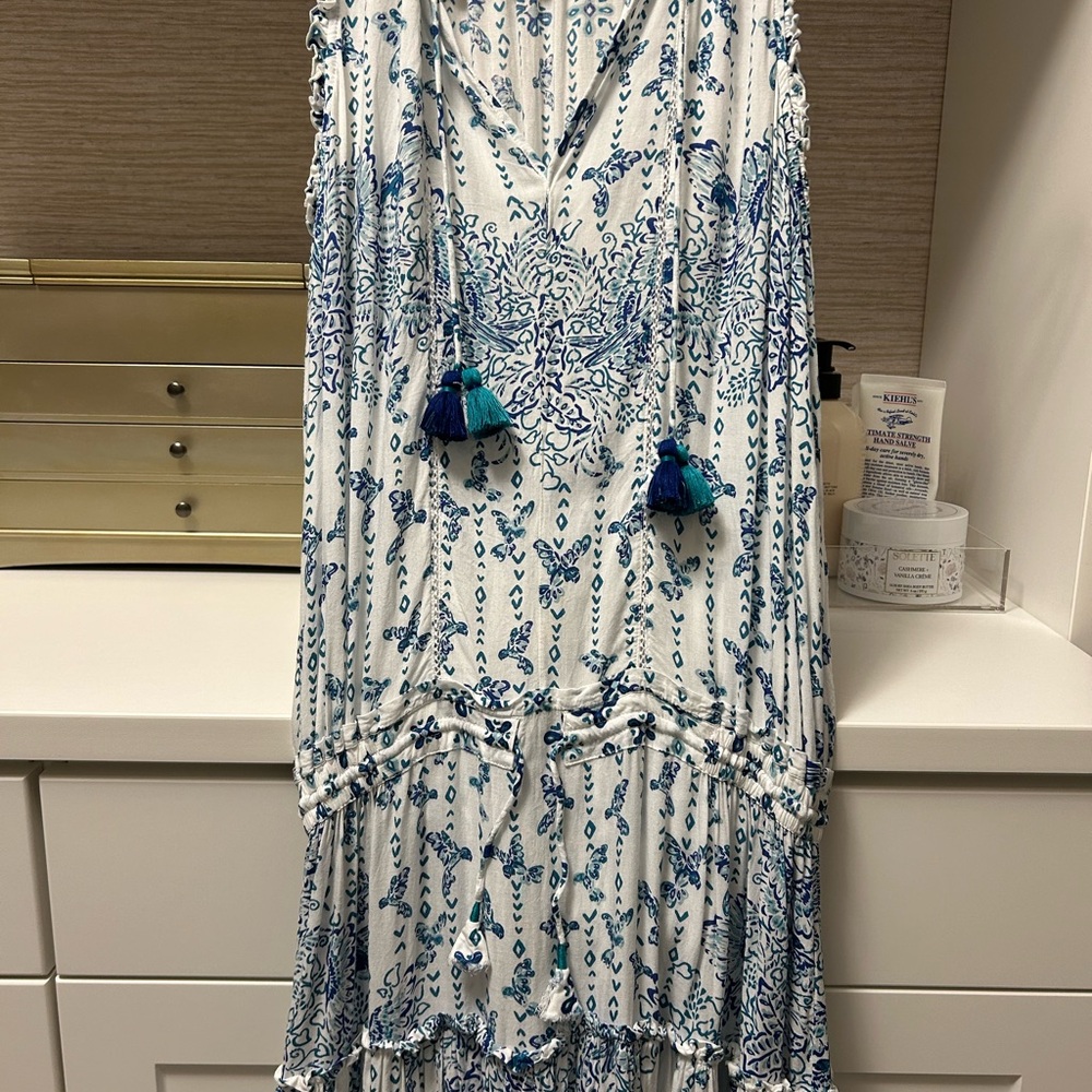 Poupette St. Barth Floral Blue and White Maxi Dress